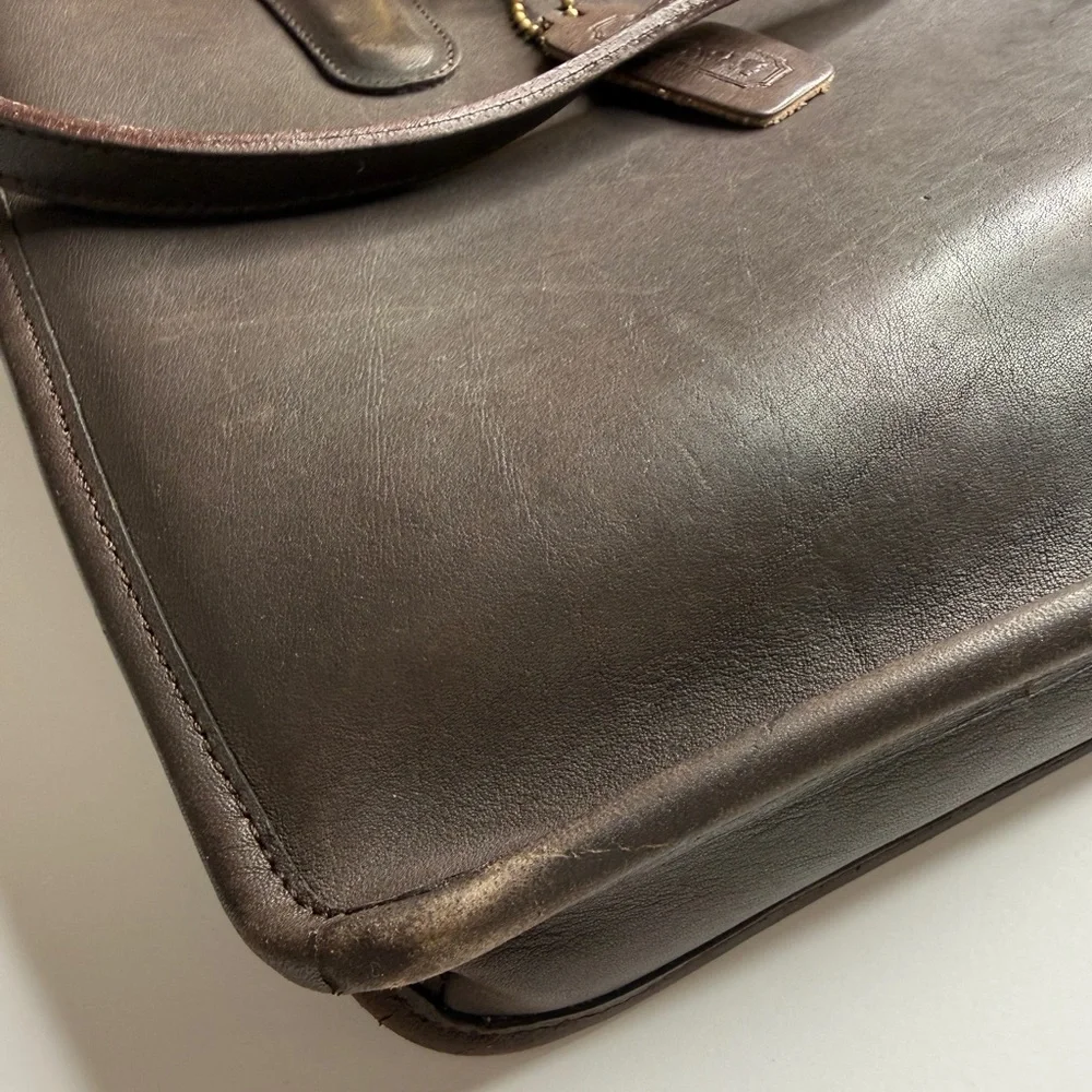 COACH Vintage Mahogany Brown Leather Top Handle Briefcase/Messenger Bag #7425 - Picture 8 of 15